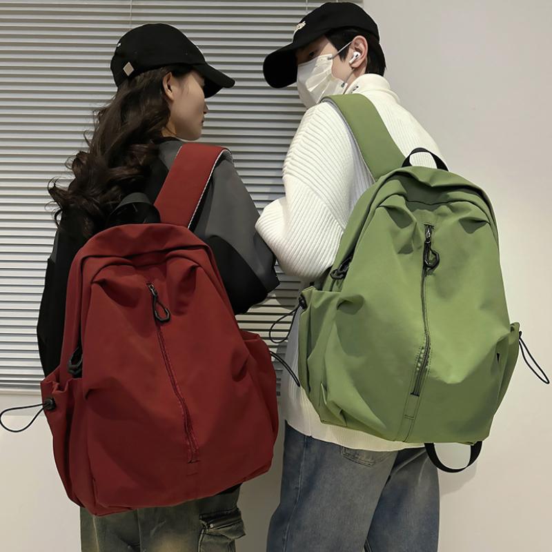 Waterproof Nylon Unisex Backpack 15.6 Inch Laptop Backpacks Women Travel Bookbag Solid Color School Bag for Teenage Girls