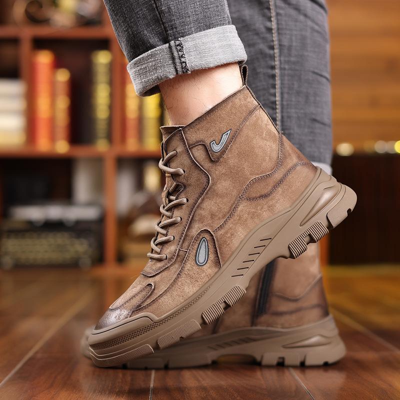 Мужская зимняя обувь, теплые удобные модные зимние ботинки из натуральной кожи, непромокаемые ботинки, мужские шерстяные плюшевые теплые ботинки