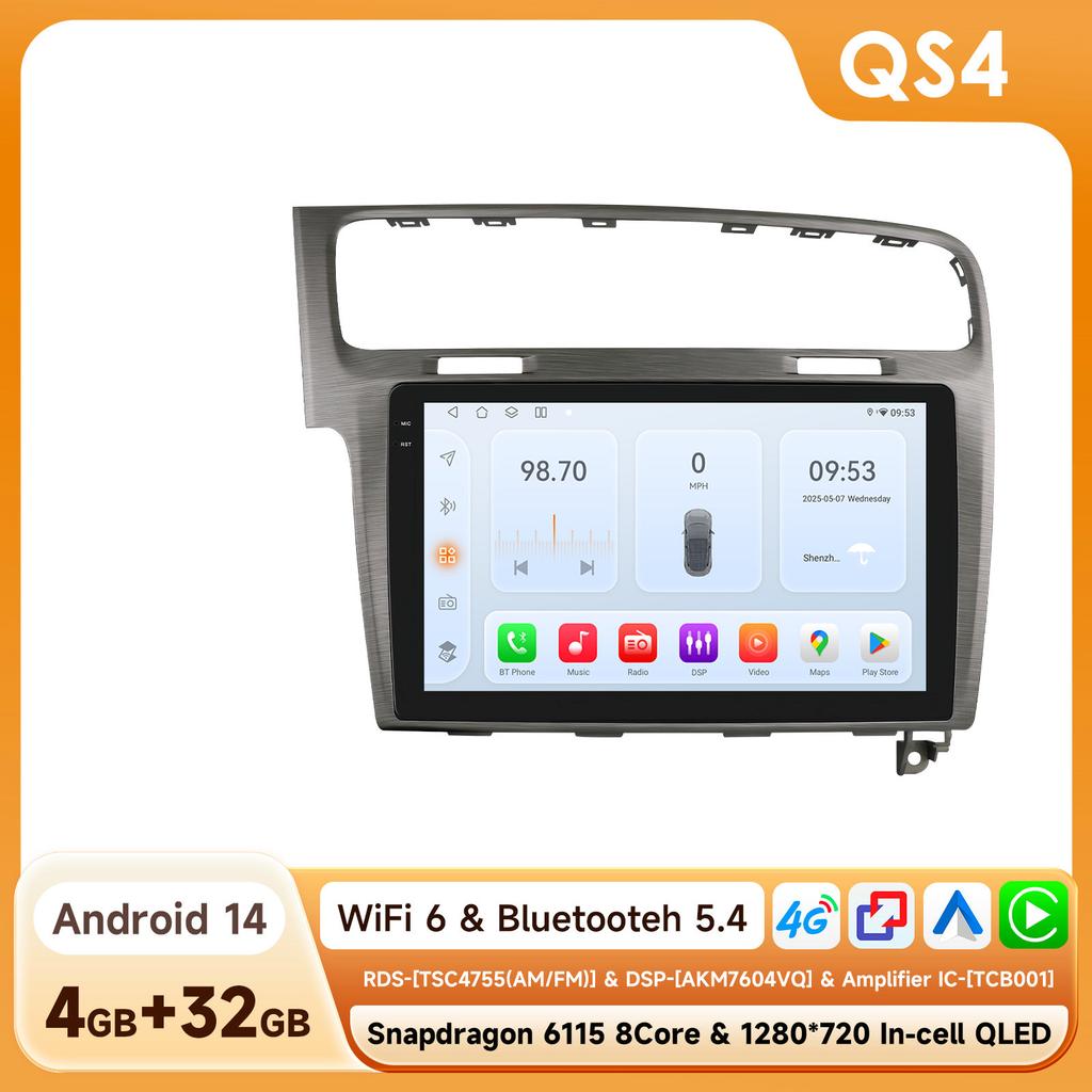 Мультимедийная система Android для VW Golf 7 2013-2017 Автомагнитола Стерео 4G беспроводной Carplay WIFI GPS 8-ядерный QS Интеллектуальный экранный плеер