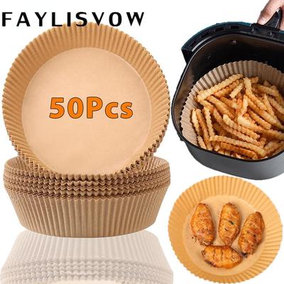 25/50 шт., одноразовая бумага для аэрофритюрницы, антипригарная бумага для выпечки, 16 см, круглые вкладыши для аэрофритюрницы, бумажные кухонные аксессуары