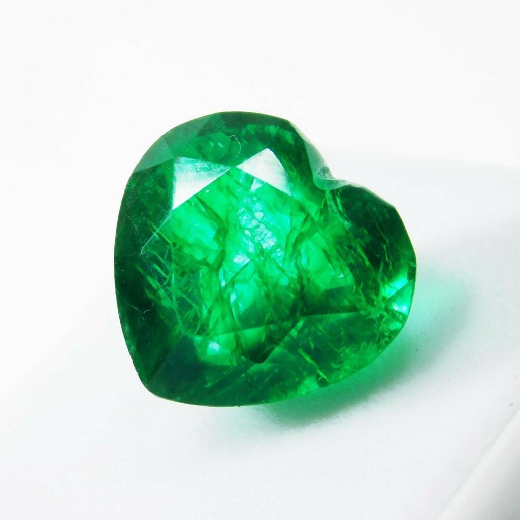 Natural 8 to 10 Ct Pair Green Emerald Loose Gemstones CERTIFIED Heart Shape E-8hh 00E