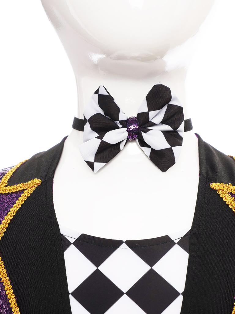 Полный набор костюма волшебника на Хэллоуин для детей: Писклявый клетчатый фрак-боди с шляпой, галстуком-бабочкой, перчатками и волшебной палочкой