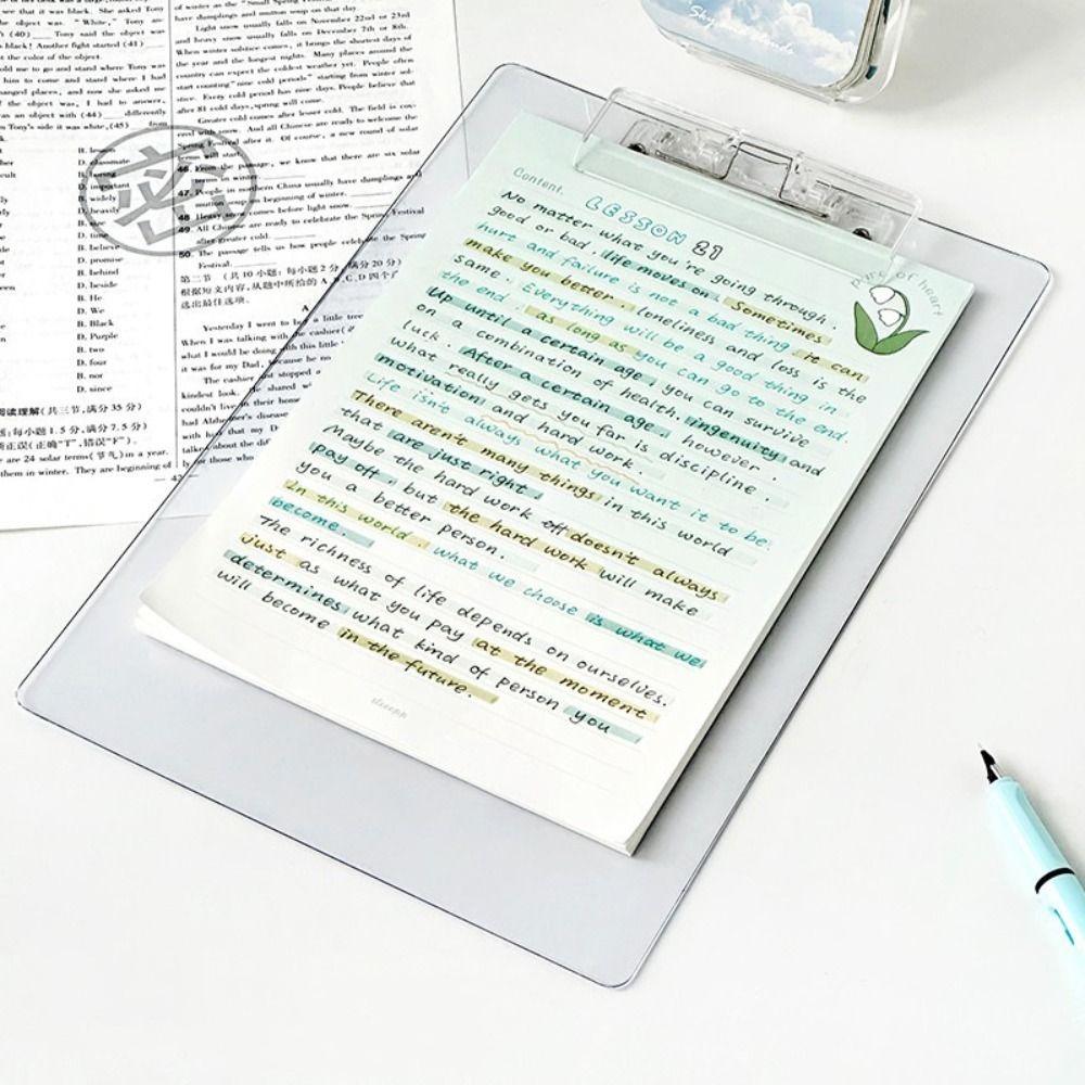 With Low Profile Gold Clip Transparent A4 Clipboard File Folder Board Clamp  File Storage