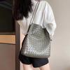 New Sheepskin Bucket Mother And Child Bag Versatile Commuting Shoulder Bag Stylish Texture Woven Bag Genuine Leather Women's Bag