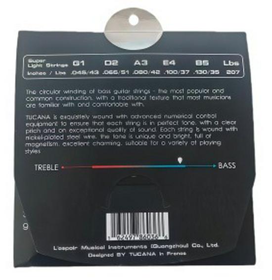 Premium TUCANA Nickel Steel Bass Strings with Rust-proof Hexagonal Core Coating