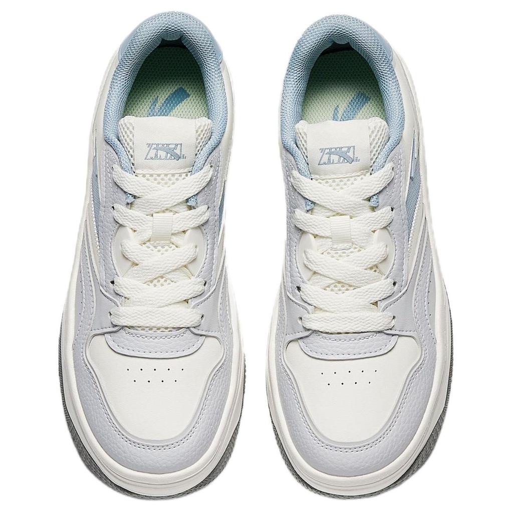 Anta Simple Versatile Wear-Resistant Lightweight Low-Top Skate Shoes Women Sneaker White Gray Blue 922528077-2