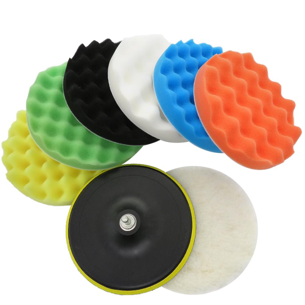 9Pcs 3Inch75MM Car Polishing Pads Kit Clean Sponge Waxing Buffing Pad M10 Thread Wool Ball Auto Backer Pad Car Repair Care