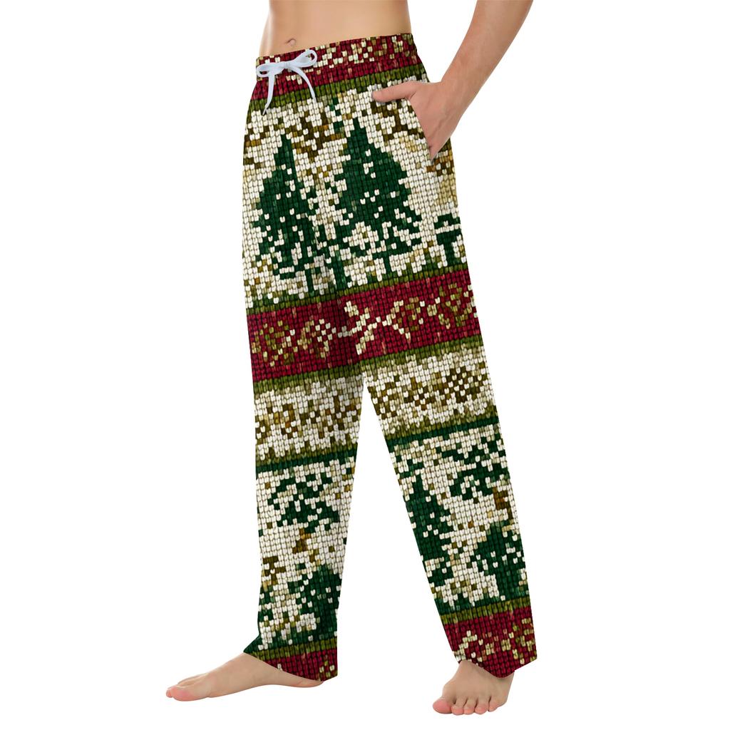 Мужские домашние мягкие пижамные штаны со шнурком и карманами, повседневные спортивные штаны