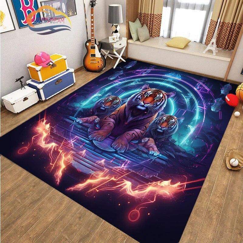 Коврик для пола с изображением животных, крутой тигр, модный ковер с рисунком для украшения дома, подарки, нескользящий коврик для гостиной и детской кровати