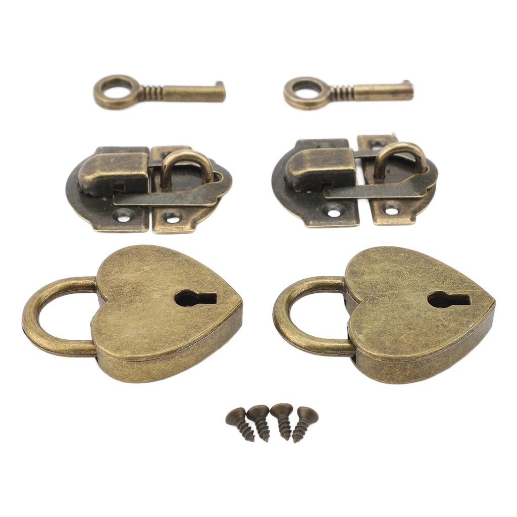 2 комплекта деревянная коробка защелка-засов набор навесной замок античная защелка-засов из цинкового сплава и в форме сердца