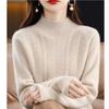 Autumn and Winter Semi Turtleneck Pullover Women Sweater Women's Loose Casual Office Solid Color Knitted Sweaters Tops Long Sleeved Bottoming Shirt