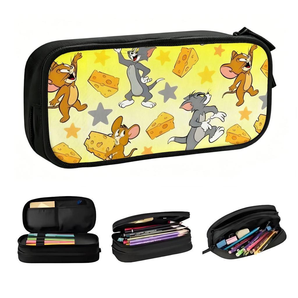 Kawaii Anime Tom And Jerry Pencil Cases for Girls Boys Large Storage Cartoon Pencil Box School Supplies