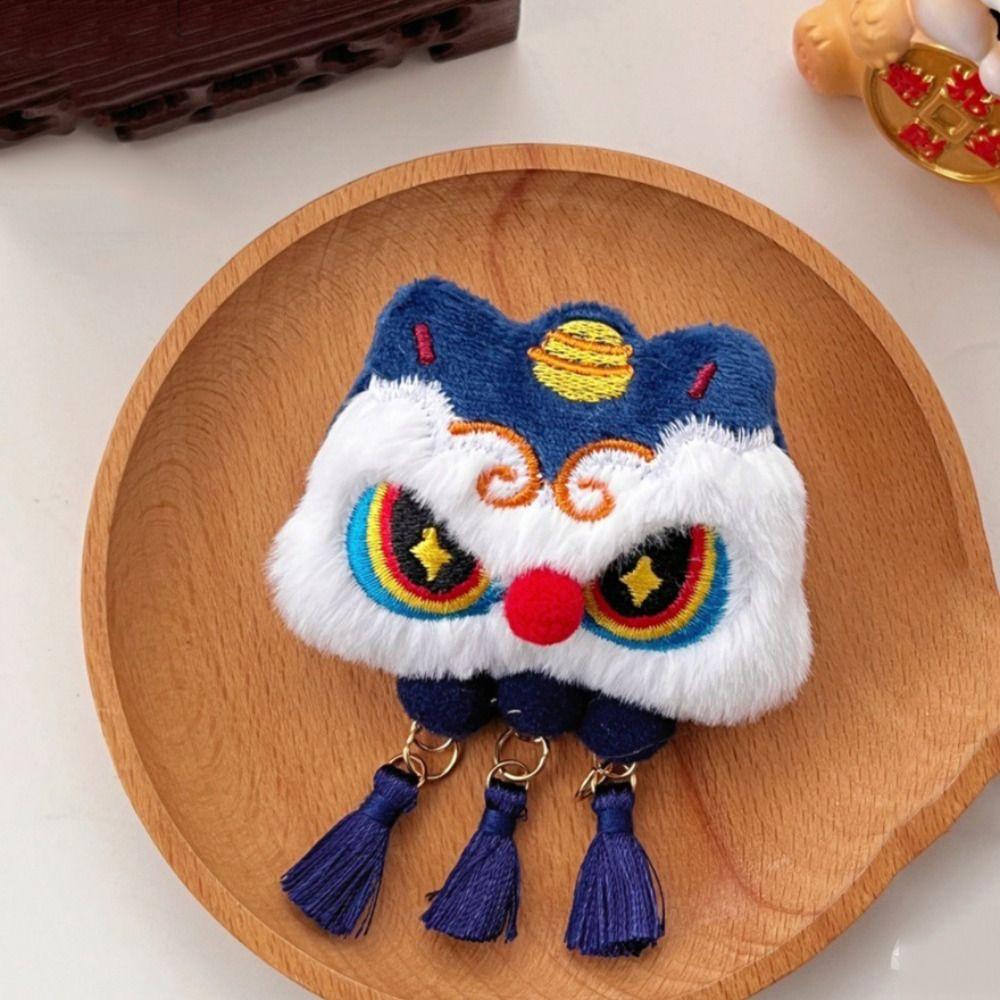 Chinese Style Chinese New Year Plush Keychain Tassel Lion Dance Brooch  Bag Accessories