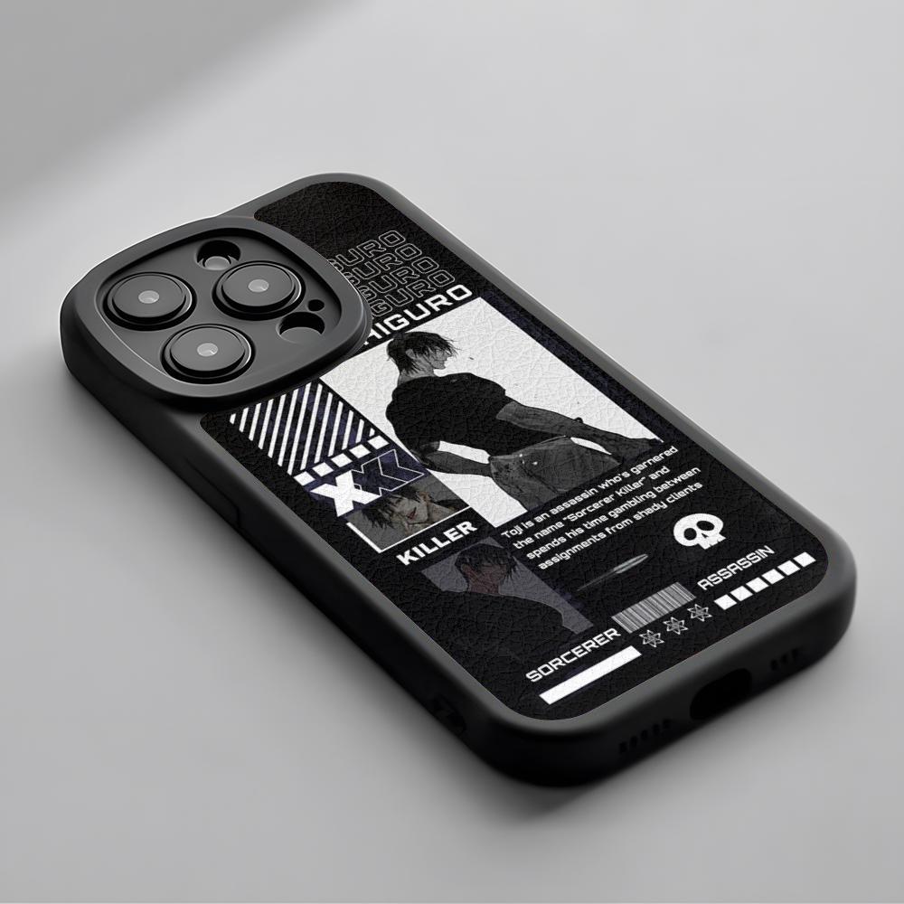 Супер крутой чехол для телефона с Тодзи Фусигуро из аниме для iPhone 16 15 14 13 12 11 Plus Pro Max Роскошный силиконовый чехол из натуральной кожи черный