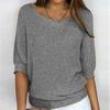 Spring and Autumn Women's Knitwear Solid Color Round Neck Knit Sweater Commuter Elegant Seven Sleeve Top
