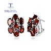 100% Natural Red Garnet Oval 5*7mm Earrings 925 Sterling Silver Classic Fashion Design Lady Fine Jewelry Daily W