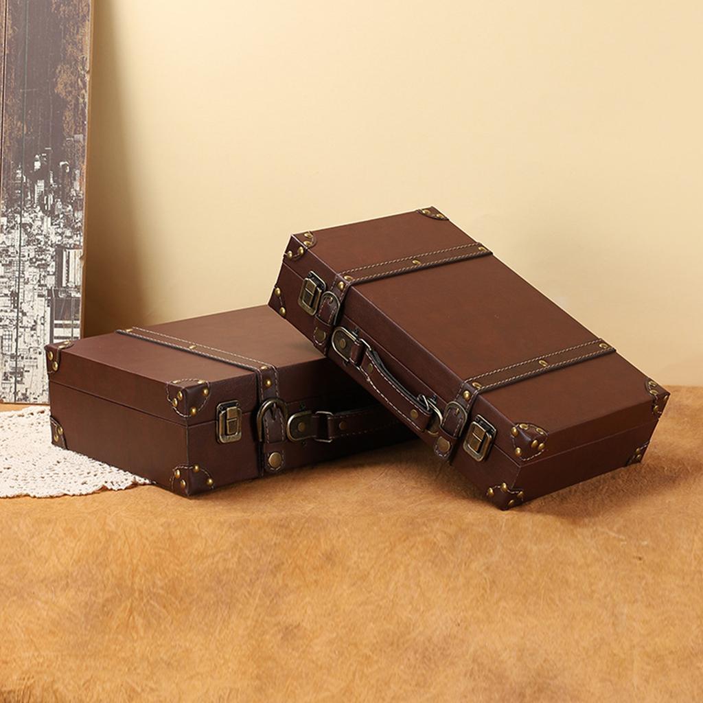 Винтажный стиль деревянный кожаный чемодан для дома или путешествий фотореквизит декоративная коробка коллекционный кейс для хранения