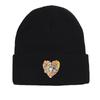 Leopard Couple Warm Knitted Cap Beanie, Heart Skull Cap Lightweight Windproof Unisex Gorro Knit Hat Beanie