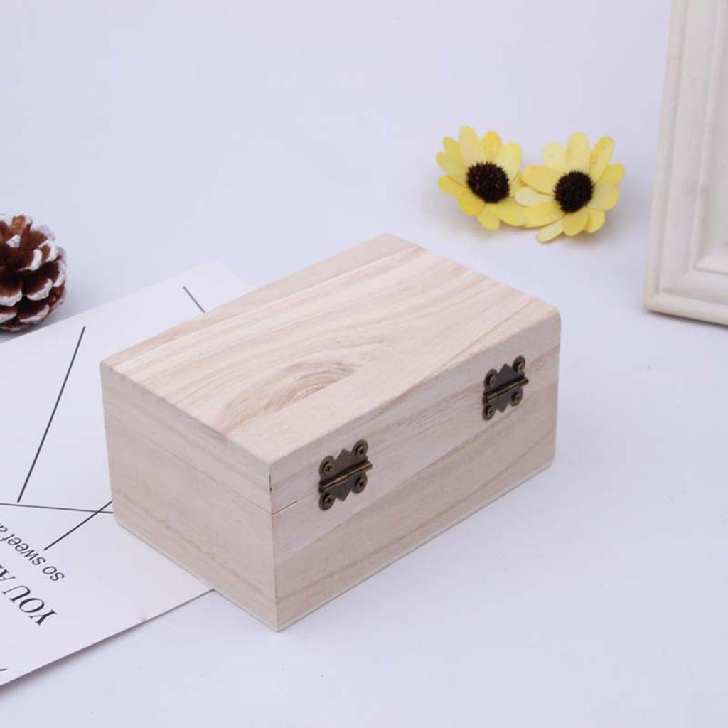 Box 1pcs/3pcs Plain Wooden Hinged Storage Household