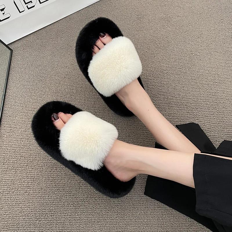 Женские пушистые тапочки, модные осенне-зимние пушистые тапочки, женские домашние мягкие, толстые, однотонные, удобные, хлопковые тапочки