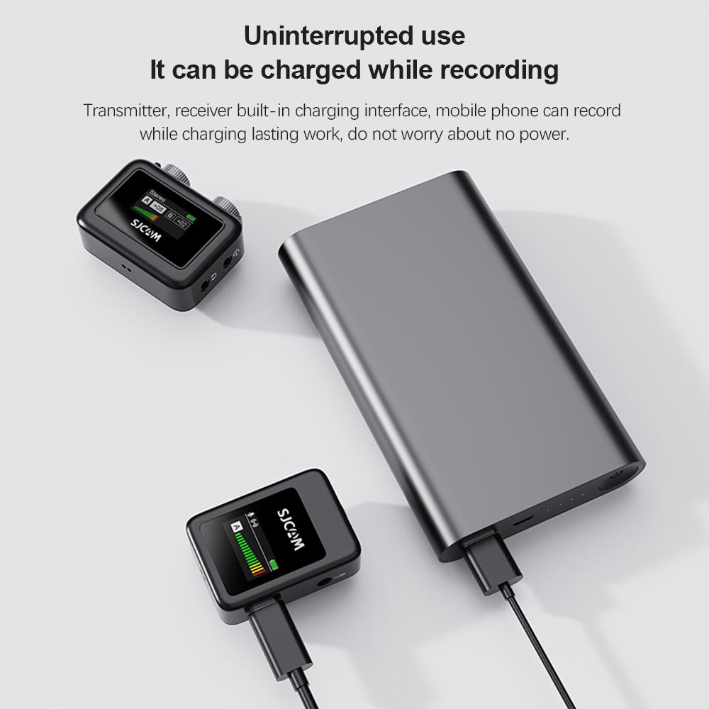 Беспроводная микрофонная система SJCAM M1 с 1 приемником и 2 микрофонами, ЖК-экраном, передача 50 м