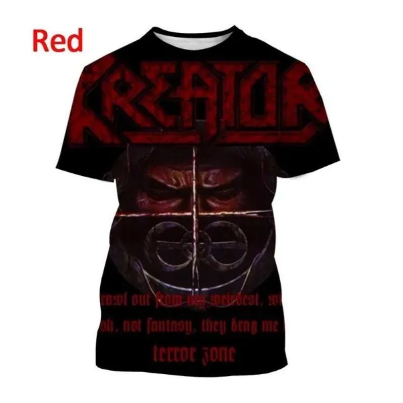 Футболка с рисунком рок-группы Kreator, модная мужская крутая футболка в уличном стиле в стиле хип-хоп, повседневная футболка с круглым вырезом и короткими рукавами, футболка