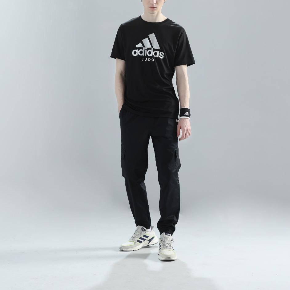 adidas Удобная, приятная для кожи, универсальная футболка с коротким рукавом, мужские топы, черный, серебристый ADICTJ
