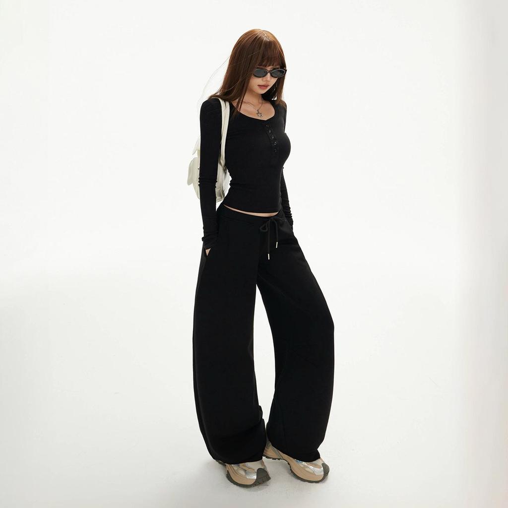 Женские брюки американского ретро-стиля, облегающего кроя, с V-образным поясом и широкими штанинами, коллекция осень/зима 2025