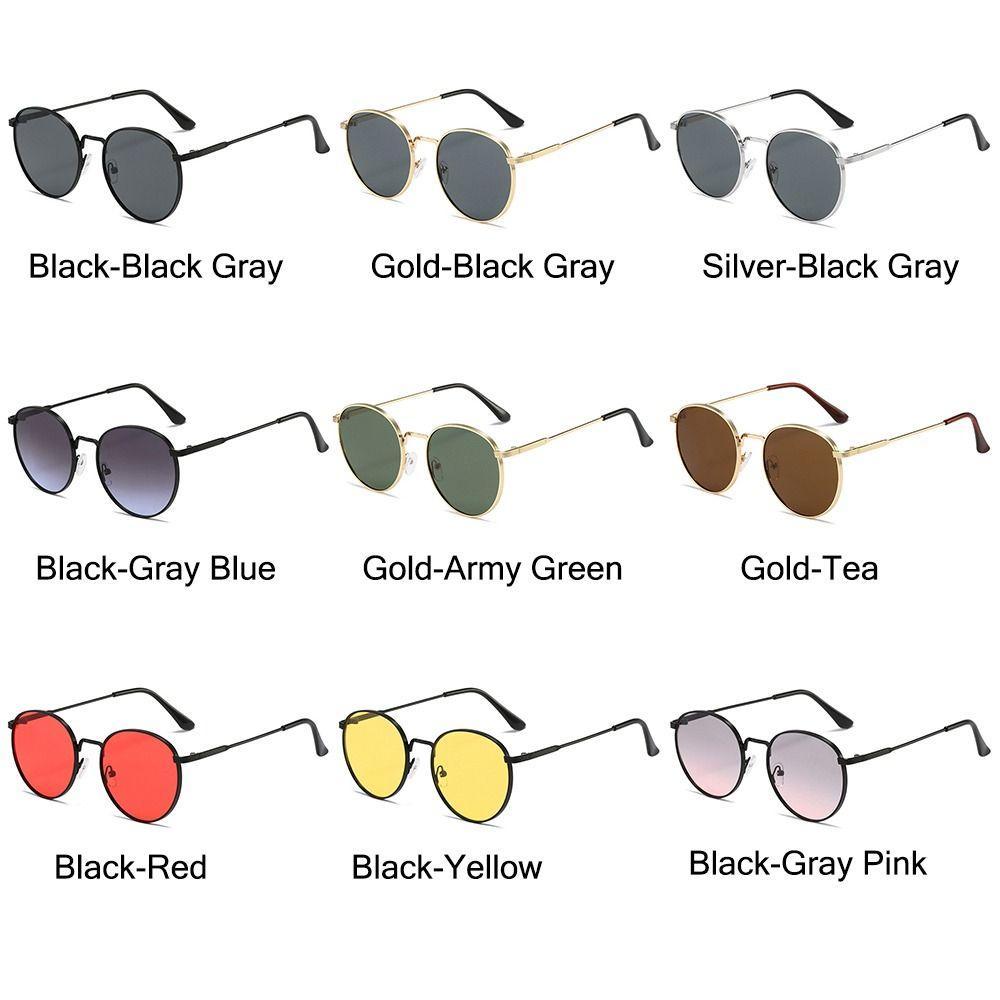 Vintage Metal Frame Sun Glasses UV Protection Hippie Glasses Trendy Round Sunglasses  for Women Men