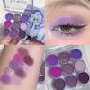 9 Colors Eyeshadow Palette Matte Eyeshadow Shiny Purple Eye Shadow Highly Pigmented Glitter Powder Cosmetics for Women Eye Makeup