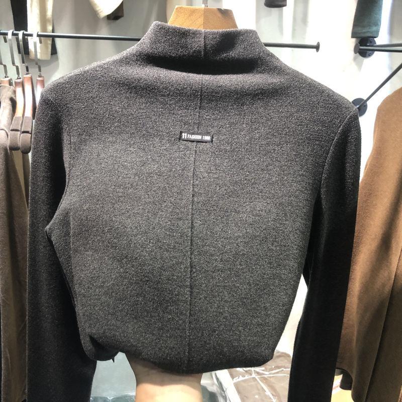 Женская двусторонняя рубашка с бархатным низом, женский свитшот, топ с высоким воротником