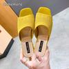 Fashion Comemore Summer 2025 Fashion Knit Ladies Slippers Casual Shoes Open Toe Mules Sandals Beach Flip-flops Slides for Women Slipper