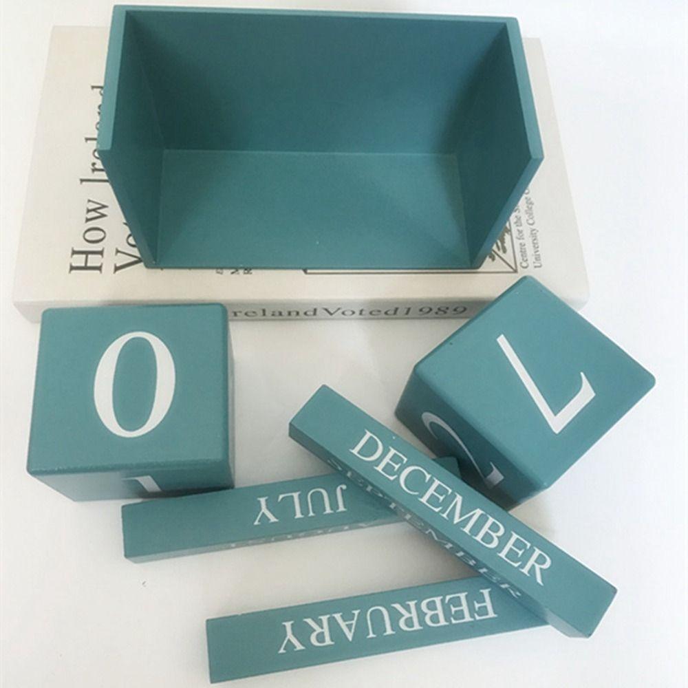 MDF Building Blocks Calendar Eternal Blocks Cube Calendar Wooden Perpetual Calendar  Office