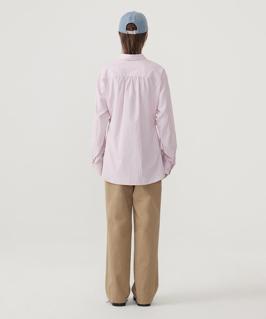 COVERNAT WOMAN Oversized Striped Shirt Light Pink