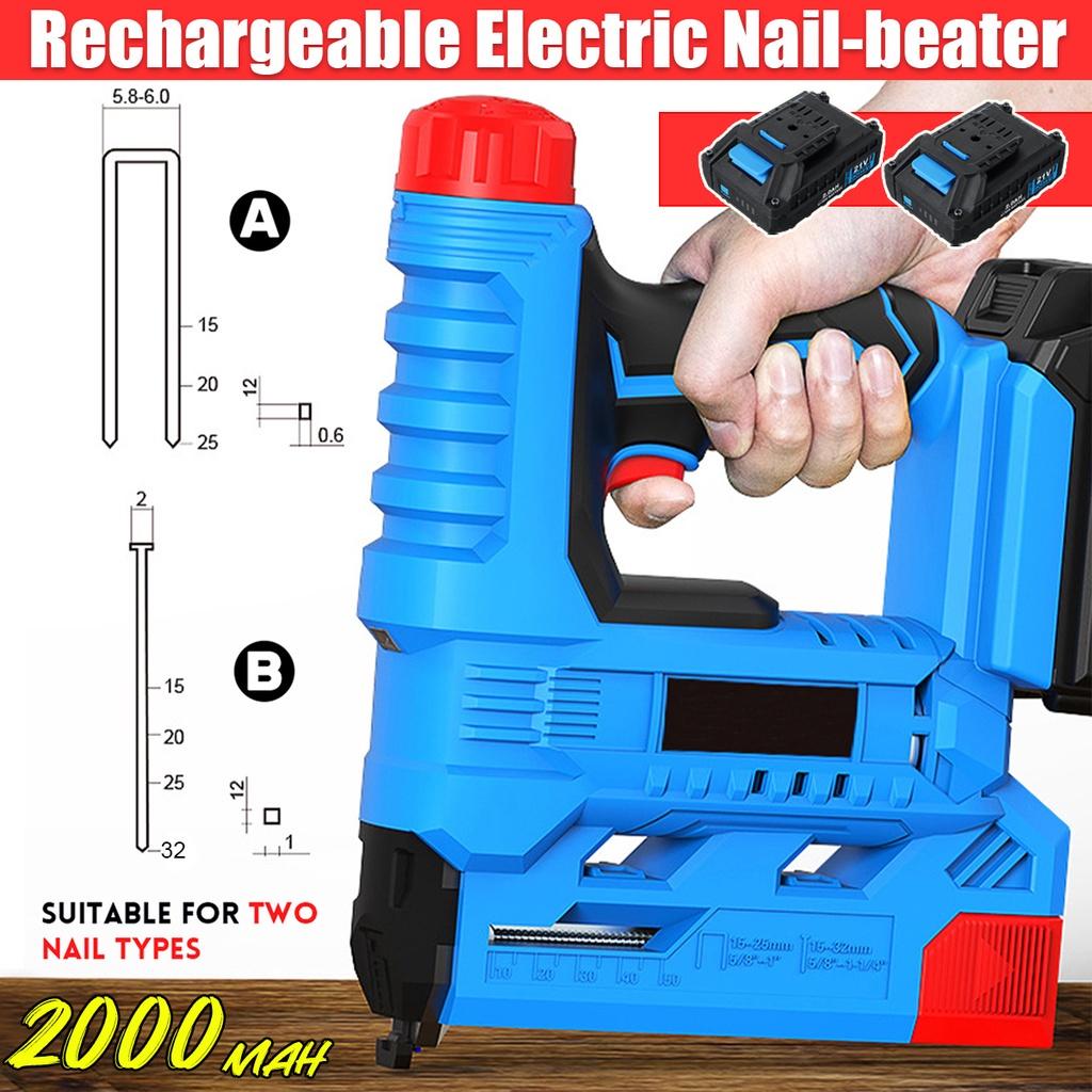 Electric Cordless Nail Gun 15mm-32mm Straight Nail 15mm-25mm U-Shape Nail Woodworking Tool Rechargeable