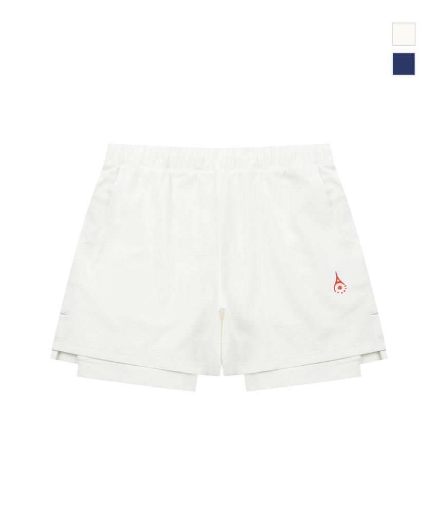 ROND&DÉMARRER [Men'S] Ultralight 7-Inch Woven Mesh Layered Shorts (Ivory)