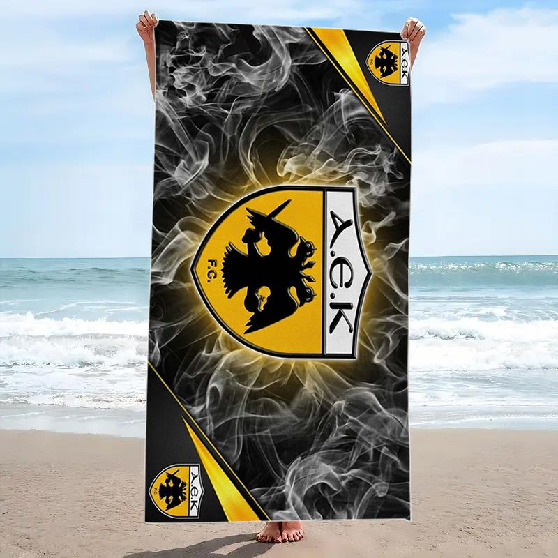 Пляжное полотенце с принтом AEK FC, большое, мягкое, быстросохнущее, для пляжа, кемпинга, плавания