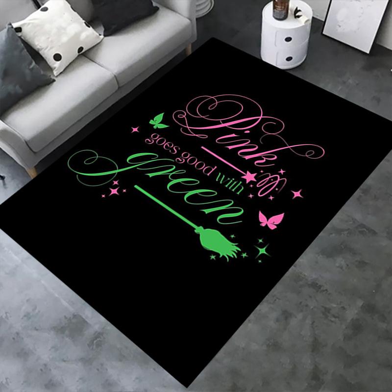 Pink, Green,wicked Pattern Polyester Office Carpet Chair Mats, Home Decor Dormitory Floor Protector