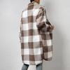 Women's Plaid Double-sided Plush Patch Pocket Button Cardigan Casual Top Jacket