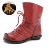 Модные женские ботильоны на шнуровке, винтажная обувь из натуральной кожи, женские ботинки больших размеров на платформе и плоской подошве, зимние ботинки, теплая женская обувь 812