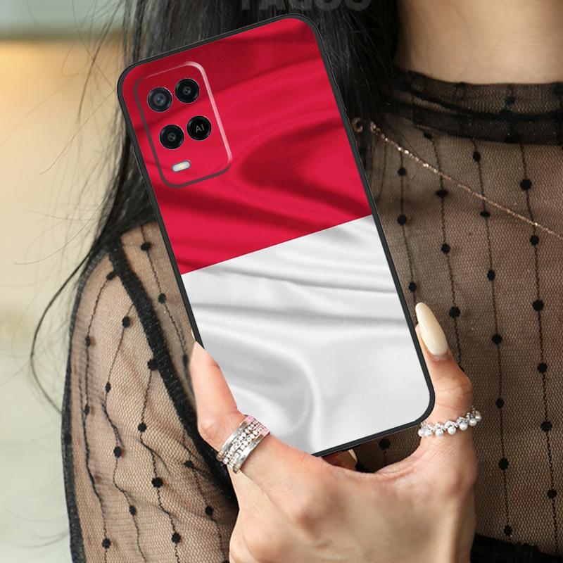 Чехол-карта с флагом Индонезии для Oppo A74 A94 A54 A80 A60 A40 A18 A38 A58 A78 A98 A96 A76 A16 A15 A17 A57 A77 A5 Pro