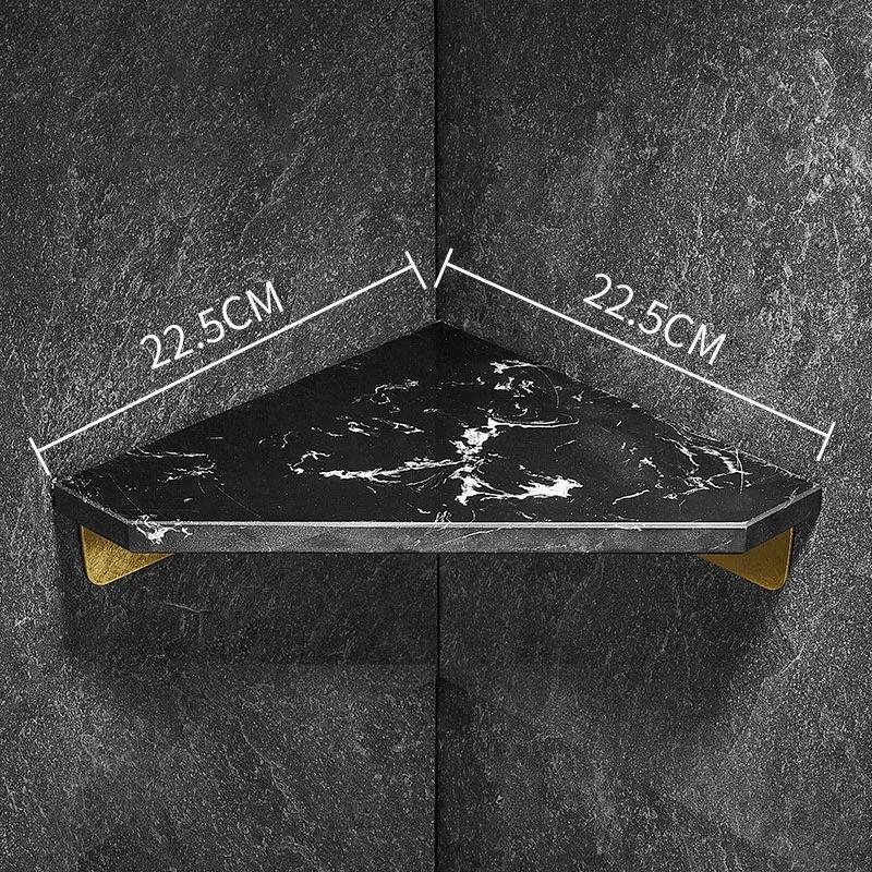 Черный/Белый Мрамор Угловая Полка для Ванной Комнаты Матовое Золото Настенная Полка для Хранения в Душе Шампуня Угловая Полка