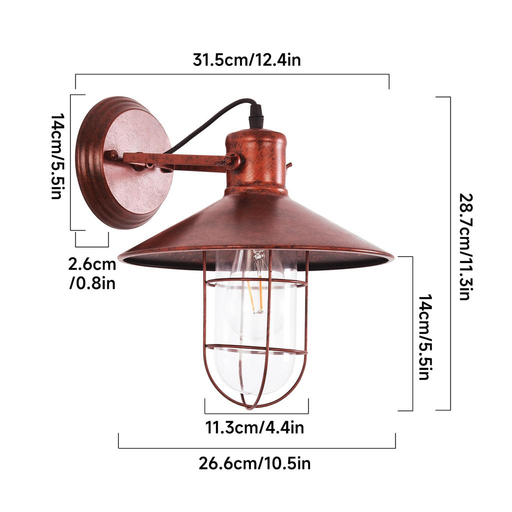 HAWEE Outdoor Entryway Light, E26 Waterproof Bracket Light, Retro Wall-Mounted Antique-Style Lighting for Living Rooms, Stairs, Gateways, and