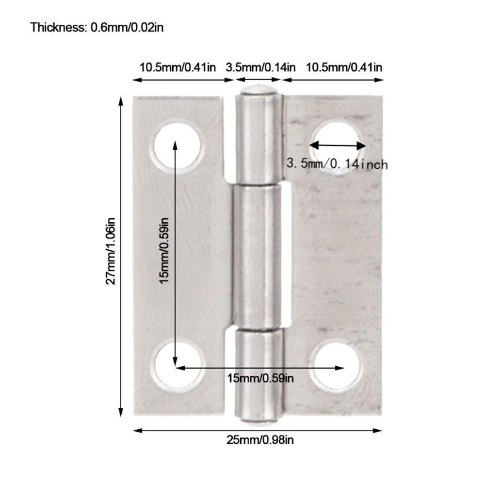 10pcs Silver Cabinet Door Hinges Stainless Steel Foldable Hinges Small Hinges Household Use