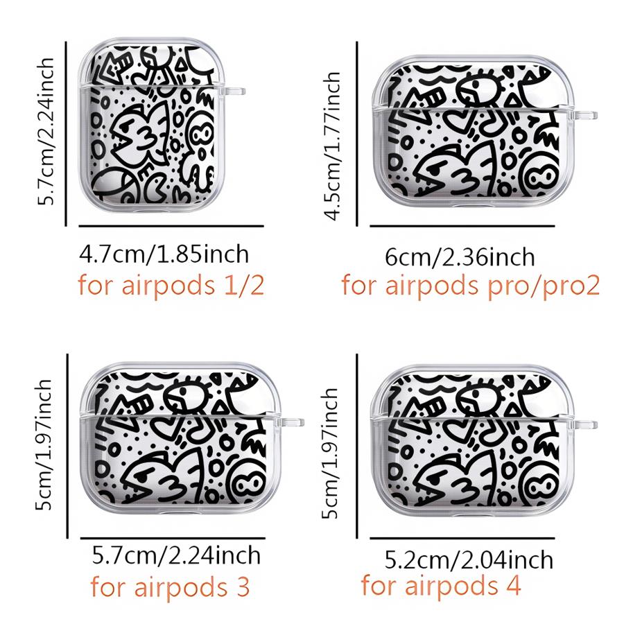 Мультяшный Чехол с Граффити для Airpods 3 Pro2 Pro Pro3 4 1 2 Прозрачный Чехол-Крышка для Наушников