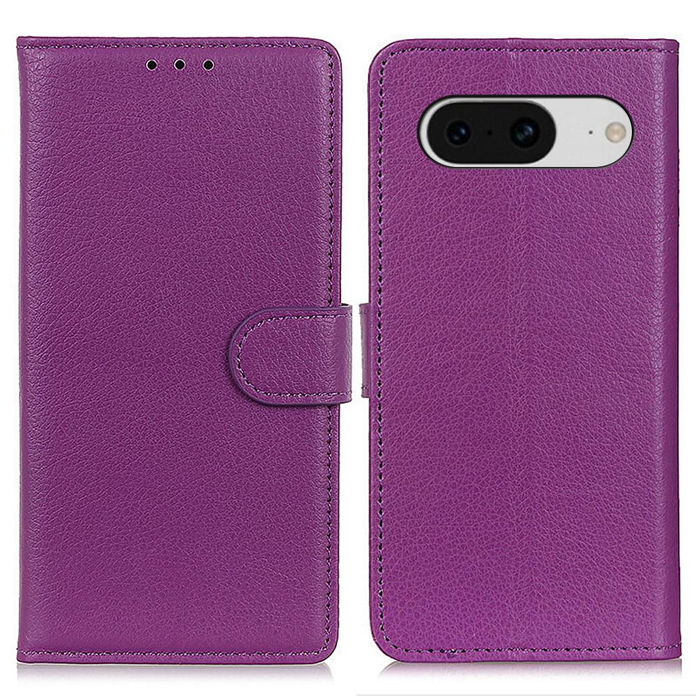 Mobile Case for Google Pixel 8 Litchi Texture Leather Wallet Flip Stand Drop-proof Phone Cover