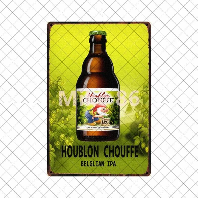 Майк Бельгийское пиво La Mc Вишневое Chouffe Bok Soleil Металлическая жестяная табличка Настенный плакат Железная живопись Декор паба S СМ