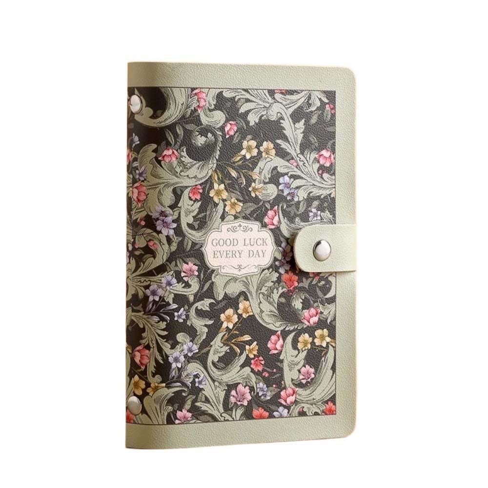 A6 Button Notebook for Money Flower Printed Anti-splash Water Cash Budget Ledger Daily Plan Diary Notepad Leather Savings Book