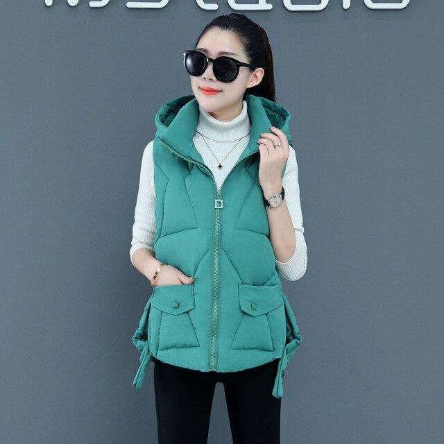 Осенне-зимний женский однотонный жилет с воротником-стойкой, короткий жилет с капюшоном, куртка с хлопковой подкладкой, женский ветрозащитный теплый жилет
