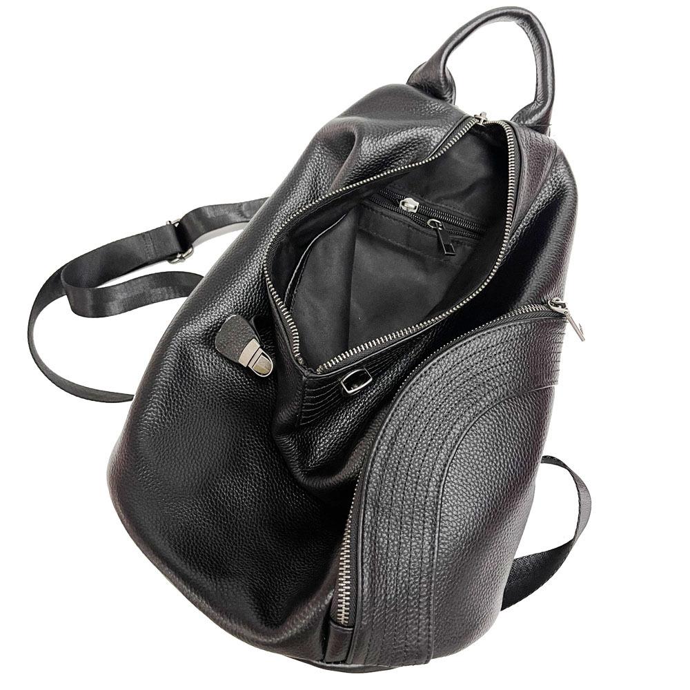 Женский кожаный рюкзак, женская сумка, черный первый слой из коровьей кожи, рюкзак с застежкой-молнией и пряжкой, противоугонная сумка